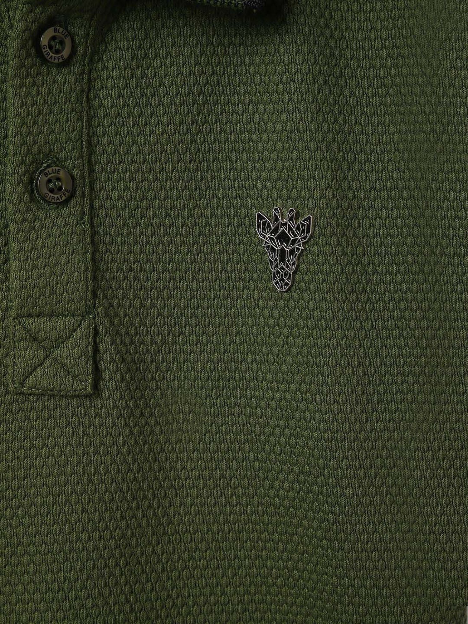 Blue Giraffe Boys Olive Cotton Solid T-Shirt