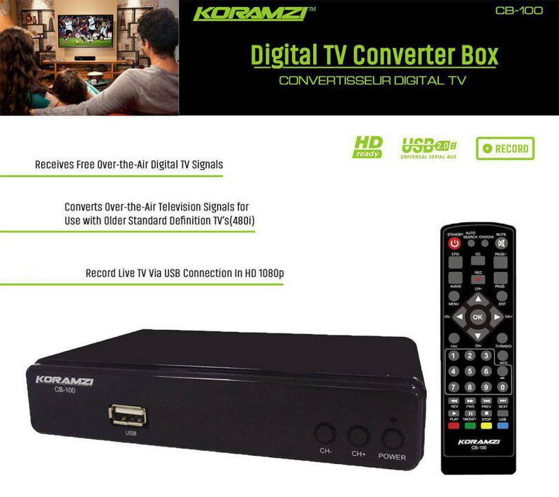 KORAMZI CB-100 HDTV Digital TV Converter Box ATSC