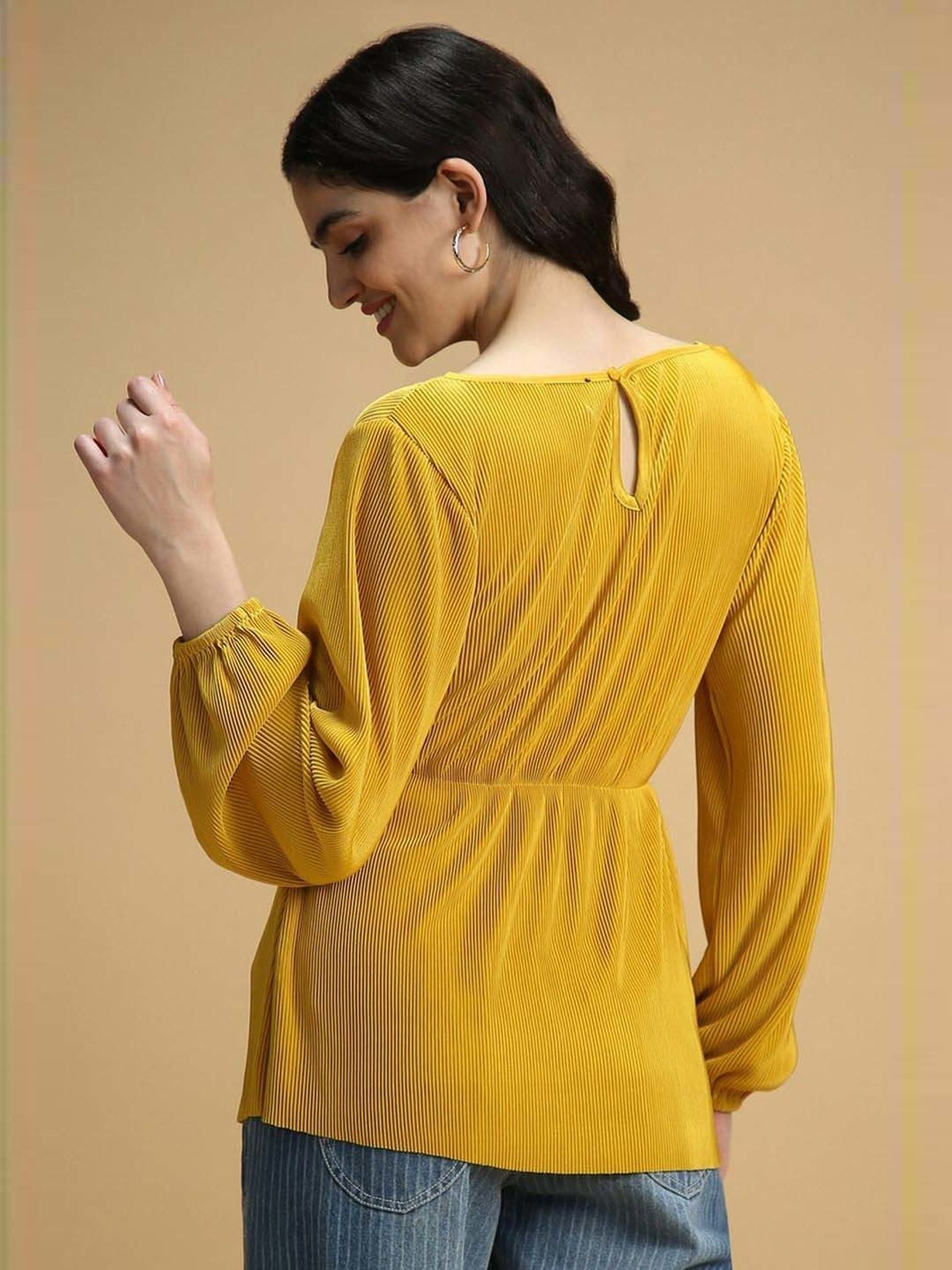 Forever 21 Yellow Pleated Top