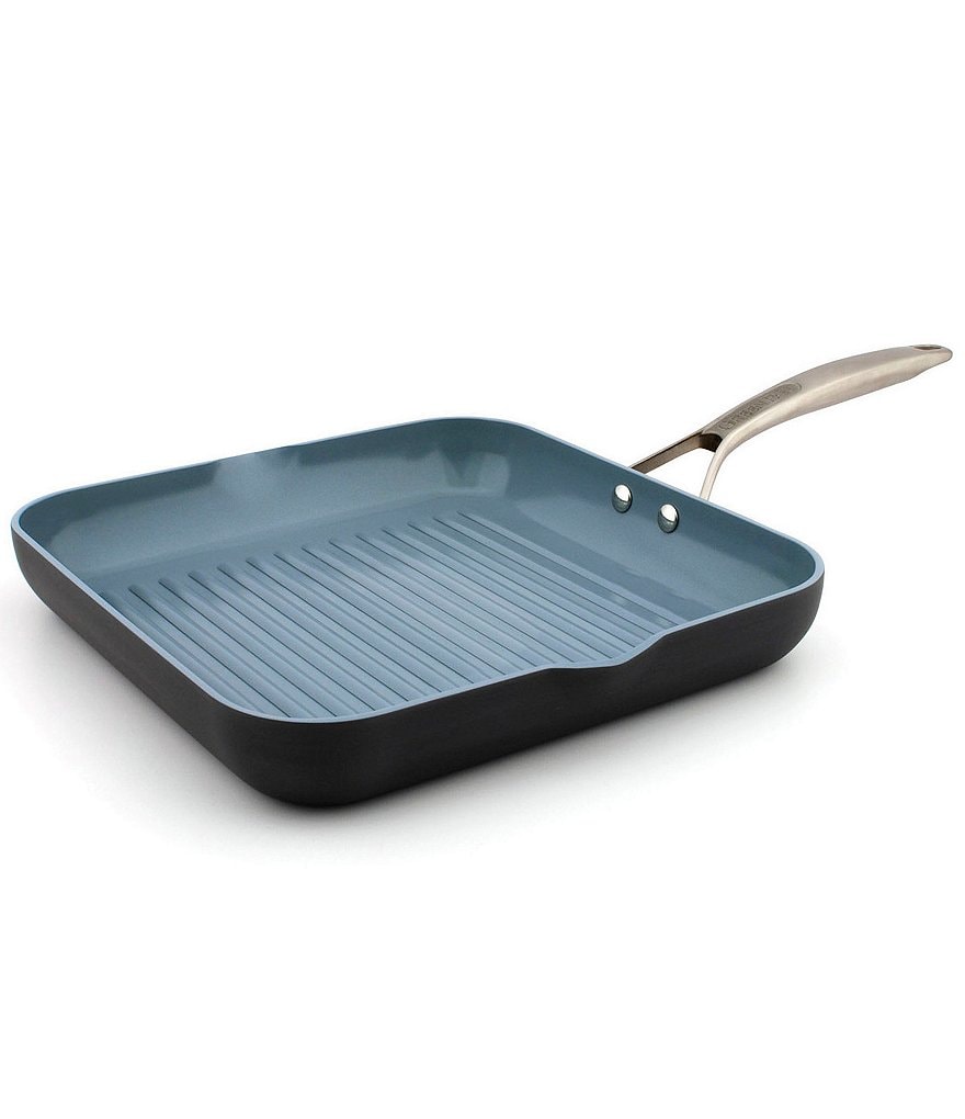 GreenPan Paris Pro Ceramic Non-Stick Square Grill Pan with Spouts, 11-Inch