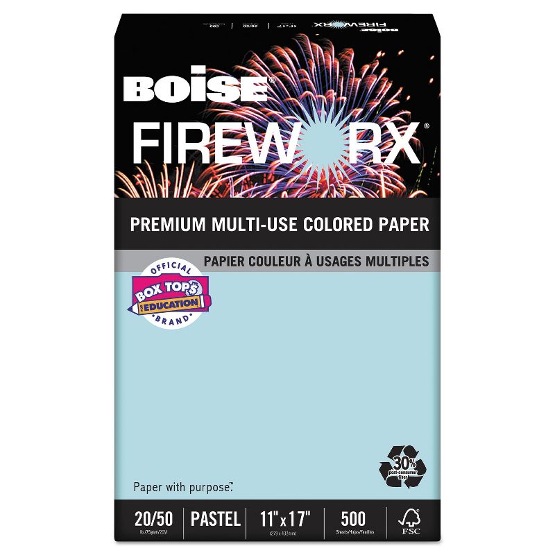 Boise FIREWORX Colored Paper 20lb 11 x 17 Bottle Rocket Blue 500 Sheets/Ream MP2207BE