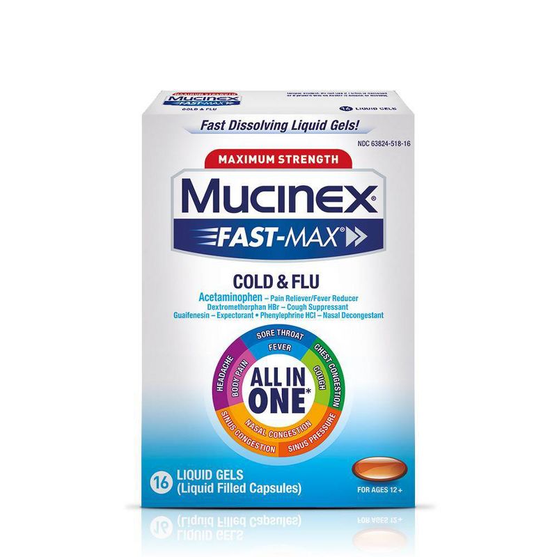Mucinex Fast-Max Cold & Flu Relief Liquid Gels - Acetaminophen - 16ct