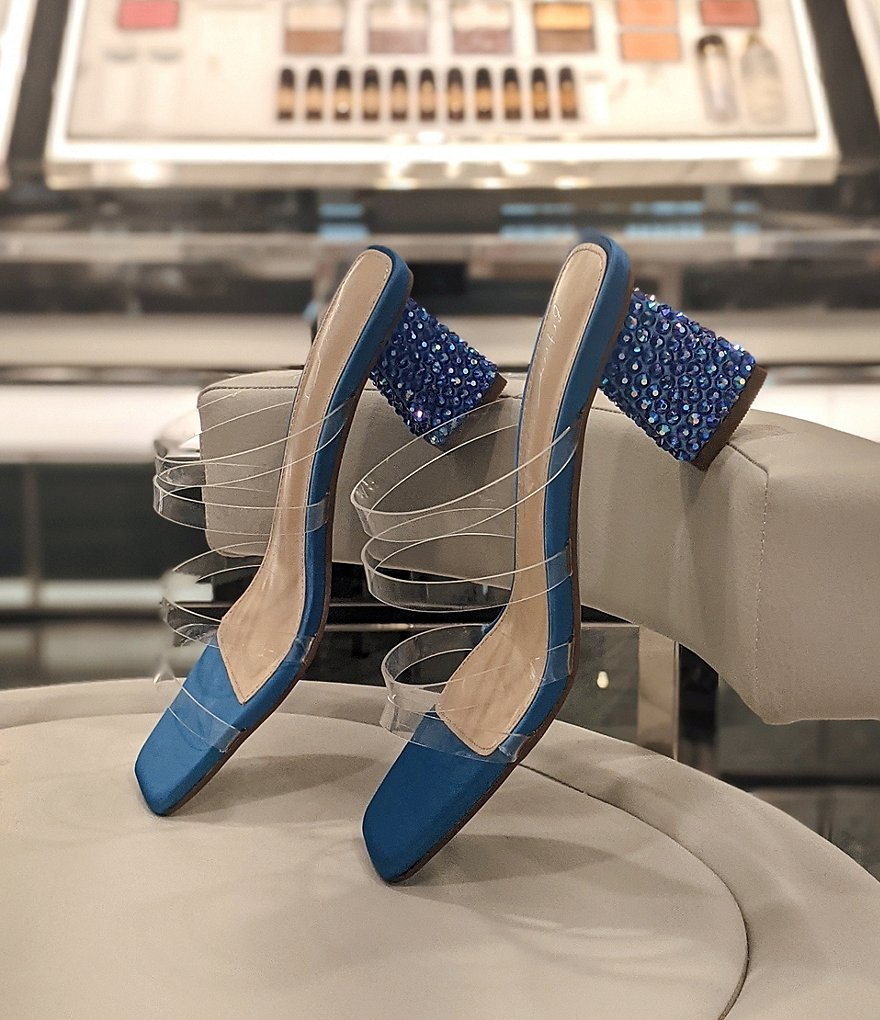 Blue by Betsey Johnson Capri Clear Banded Rhinestone Dress Sandals