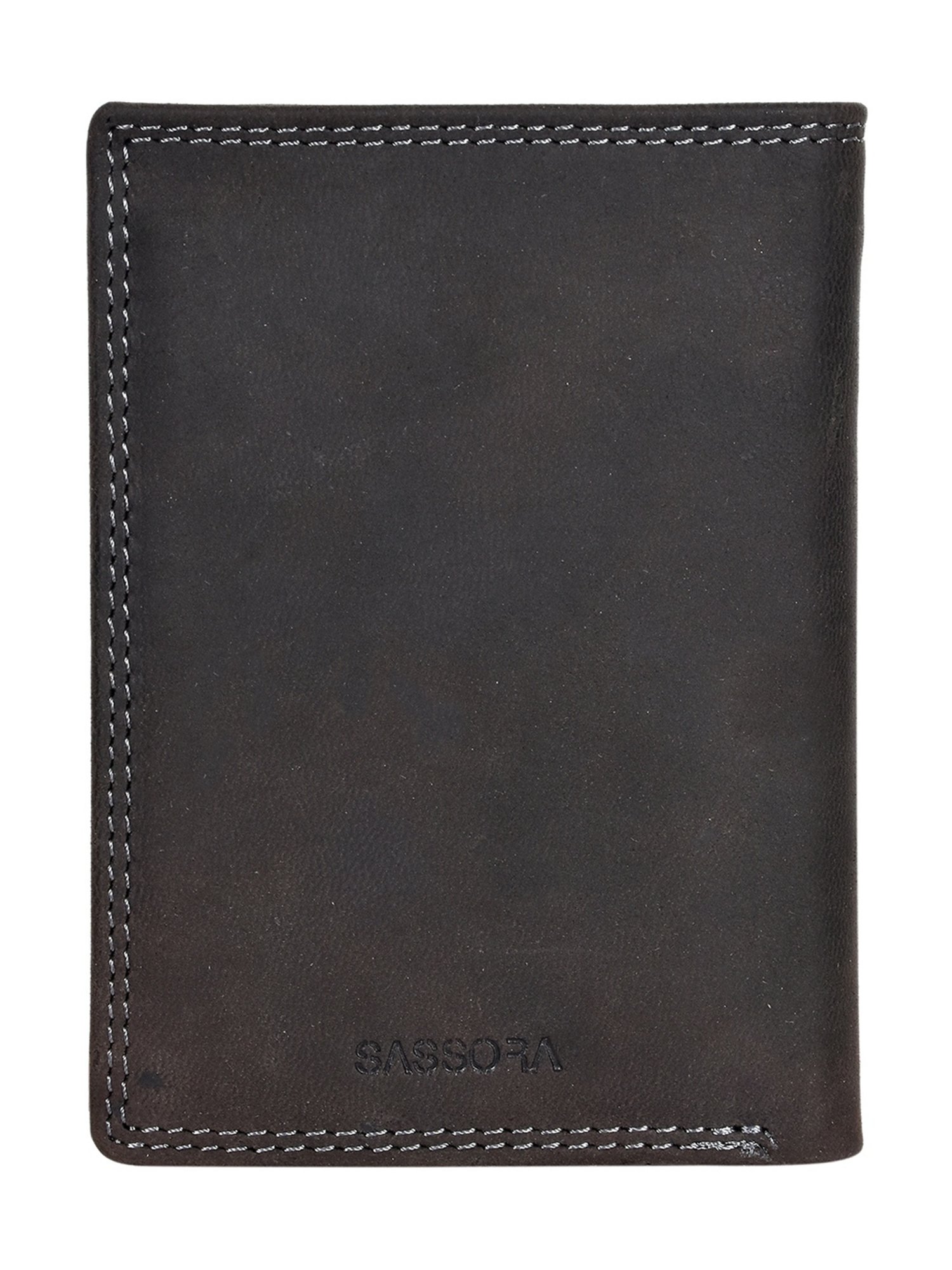 SASSORA Black ARLO Textured Small Leather Bi-Fold Wallet