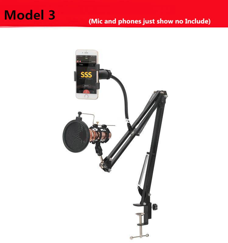 Professional Microphone Stand For Holder Arm Studio Professional Stand For Microphone Clip Mounting Extendable Recording Mic Sta