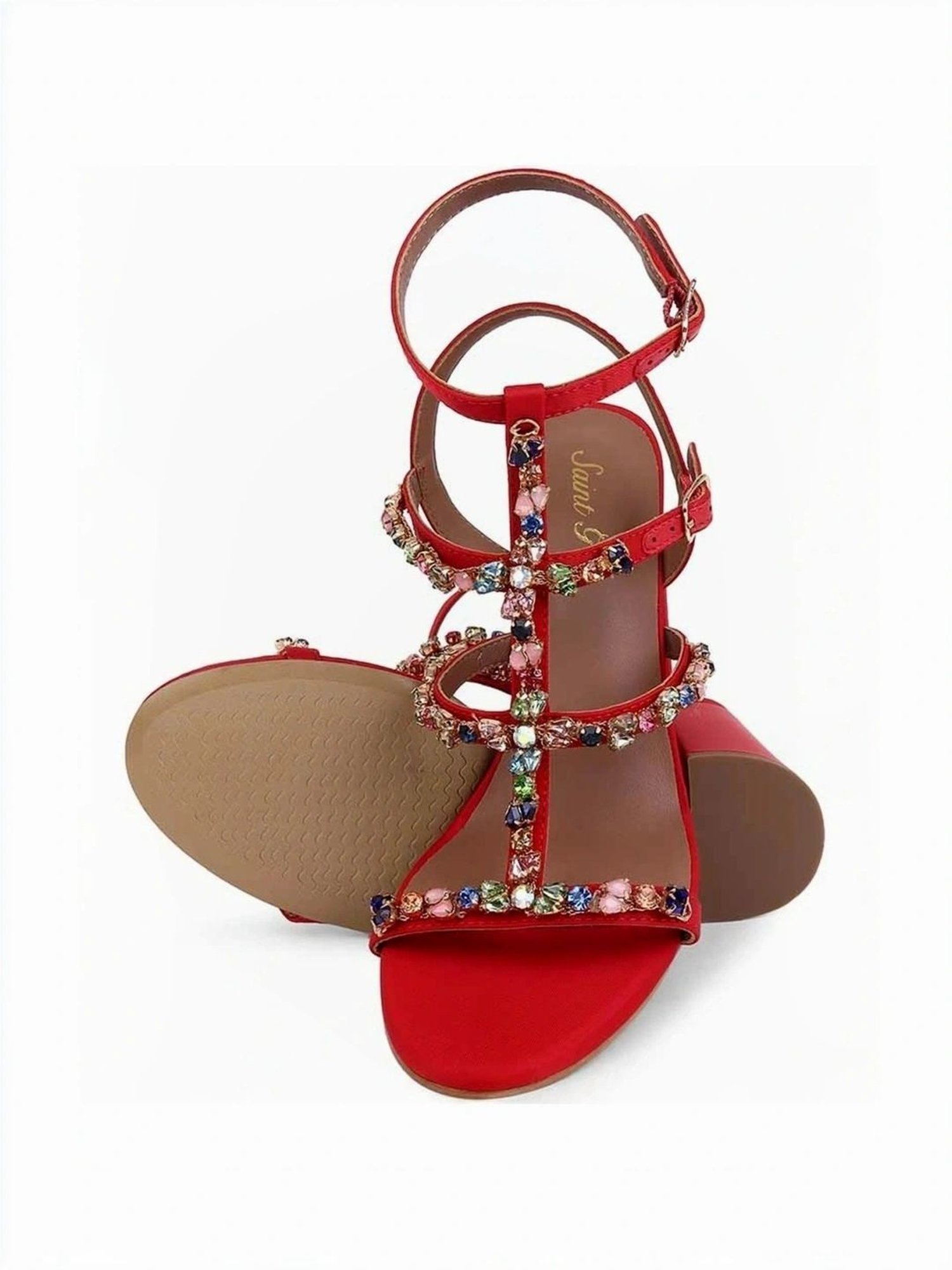 Saint G Women's Gretel Red Ankle Strap Sandals