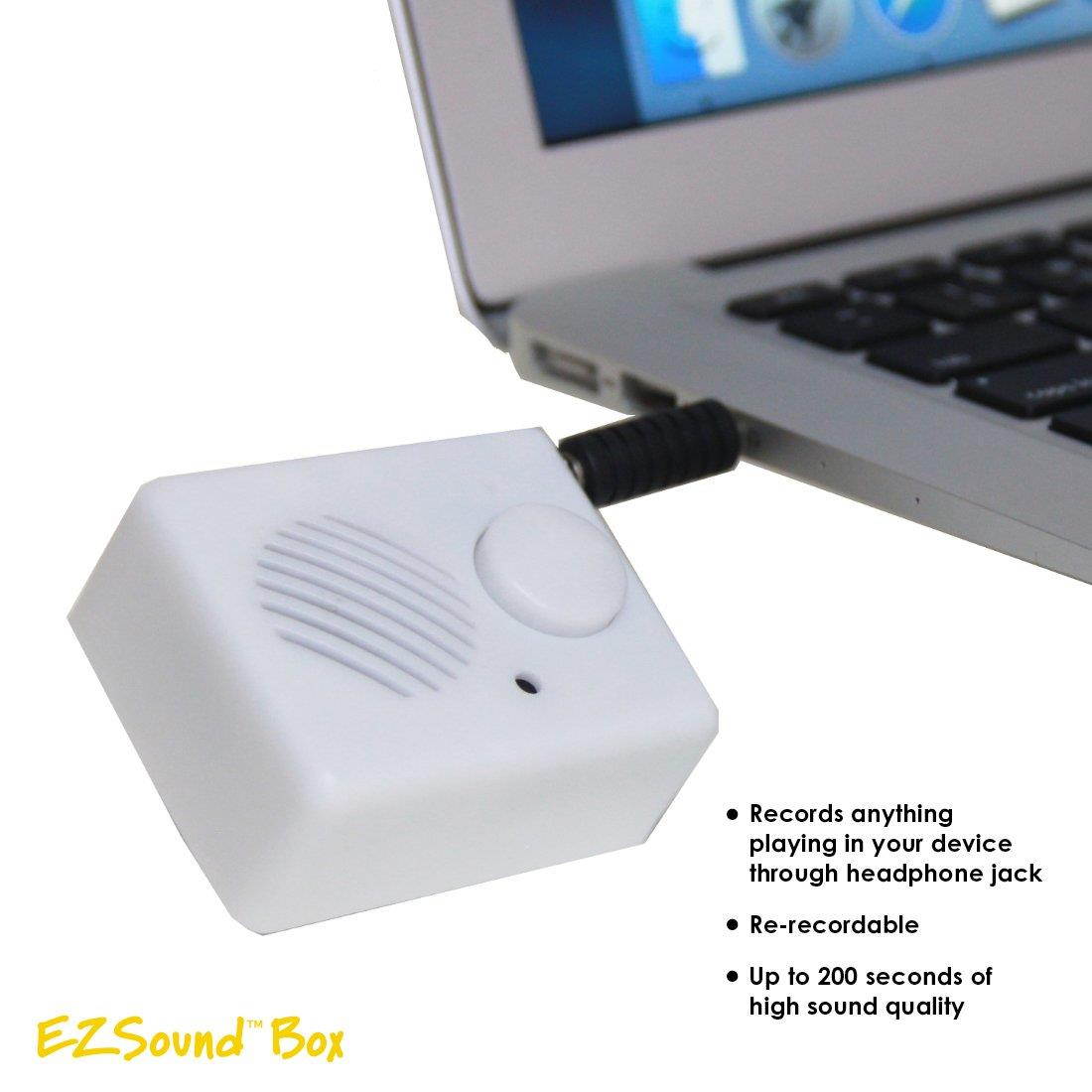 EZSound Box - Front Play Button for Personal Messages, Favorite Tunes, Stuffed Toys, Science Projects, Hobbies, Craft Projects, Talking Displays, etc - 200 seconds - Rerecordable thru Audio Port