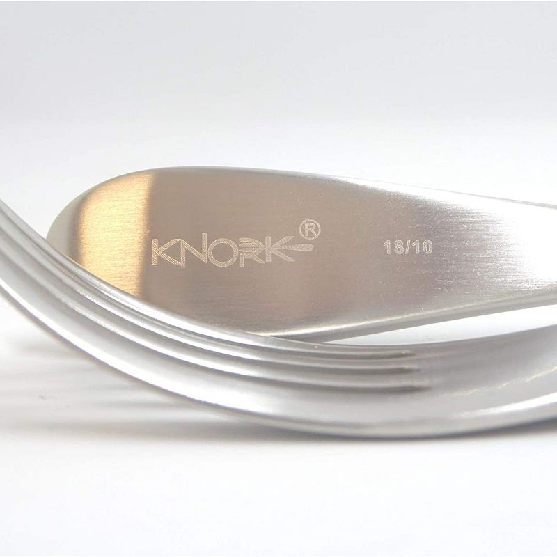 Knork 20 Piece 8mm Thick 18/10 Stainless Steel Dishwasher Safe Flatware Dining Serving Set with Forks, Spoons, and Knives, Brushed Matte Silver
