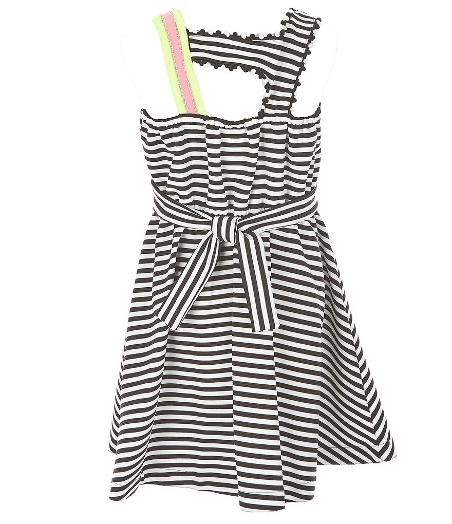 Bonnie Jean Big Girls 7-16 One-Shoulder Striped Fit-And-Flare Dress