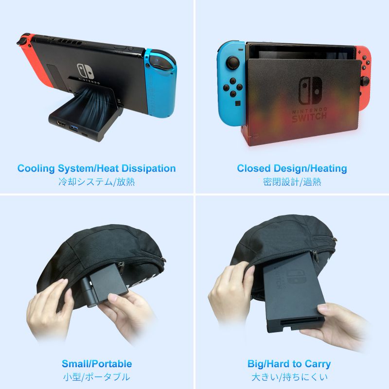 Noiposi Switch Dock for Nintendo, Switch Charger Dock for Nintendo Switch Stand with 4K HDMI TV Adapter, Portable Docking Station with USB 3.0 Port (Black)