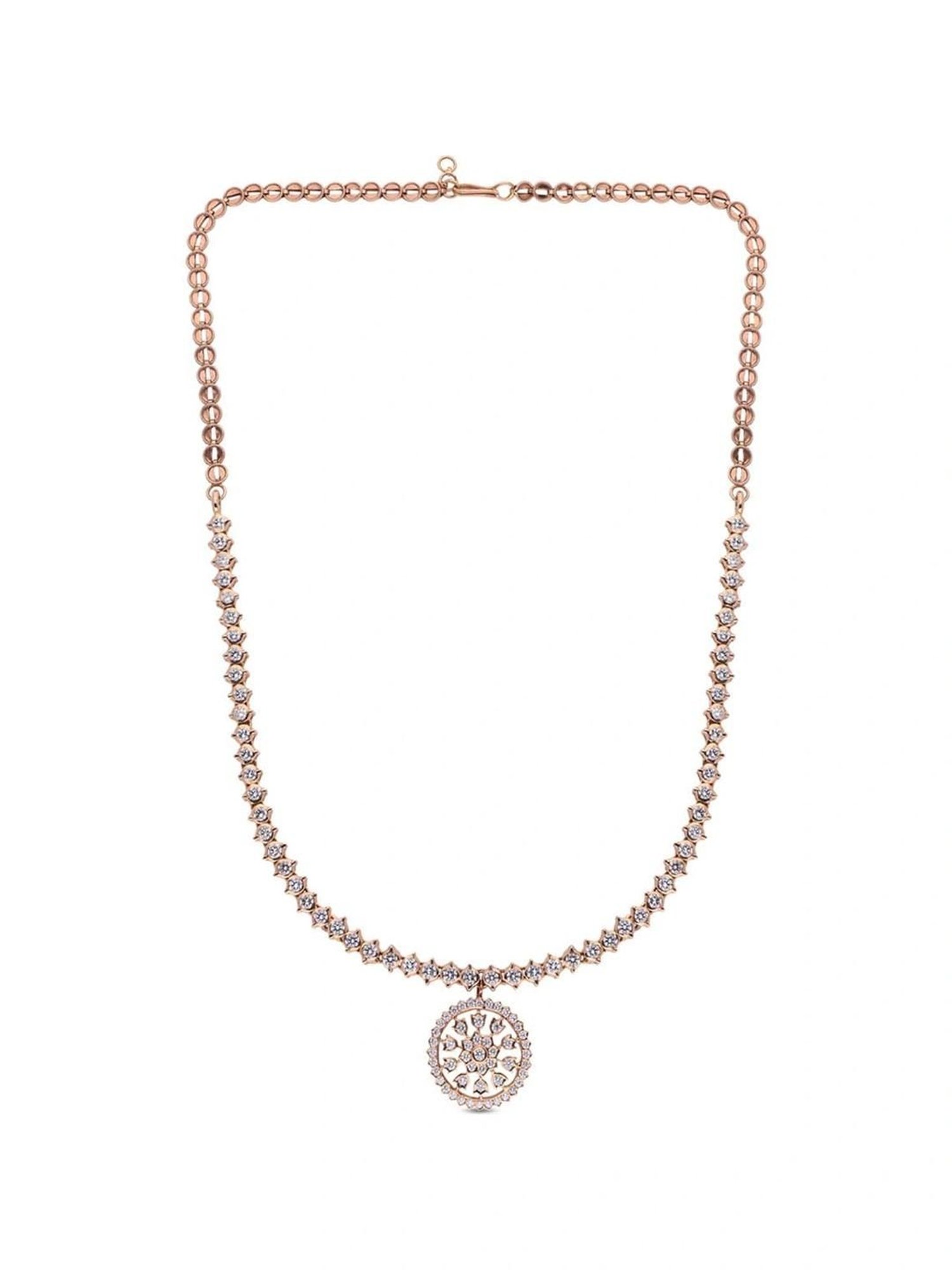 P.N.Gadgil Jewellers 18k Gold Infinity Florall Diamond Necklace For Women