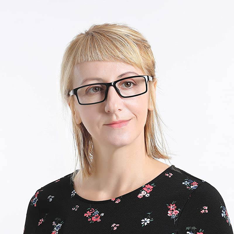 Blue Light Blocking Computer GlassesStylish Reading Glasses for WomenMenTransparent Lens Filter UV Light 400Reduce Eyestrain +225 Magnification