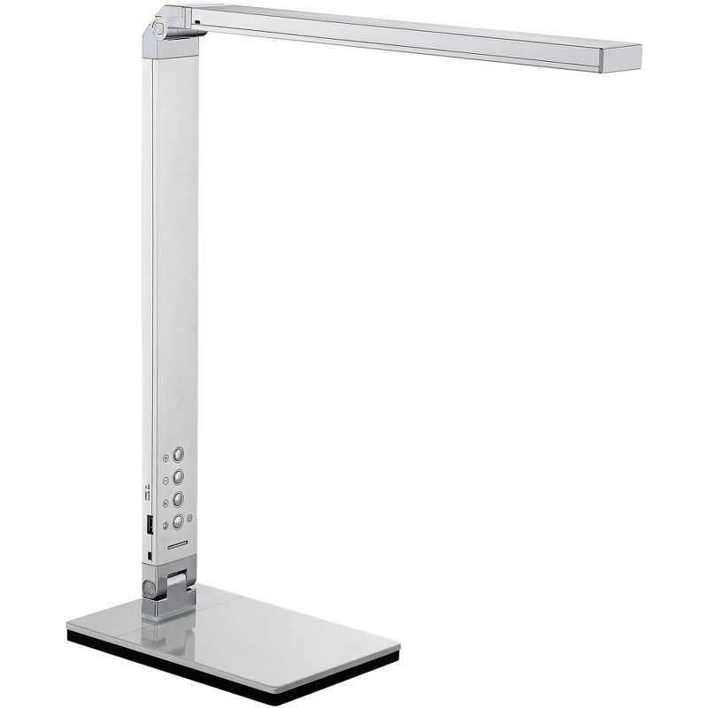360 Lighting Modern Desk Table Lamp 16 1/2" High with USB Port and Nightlight LED Silver Touch Dimmer for Bedroom Bedside Office