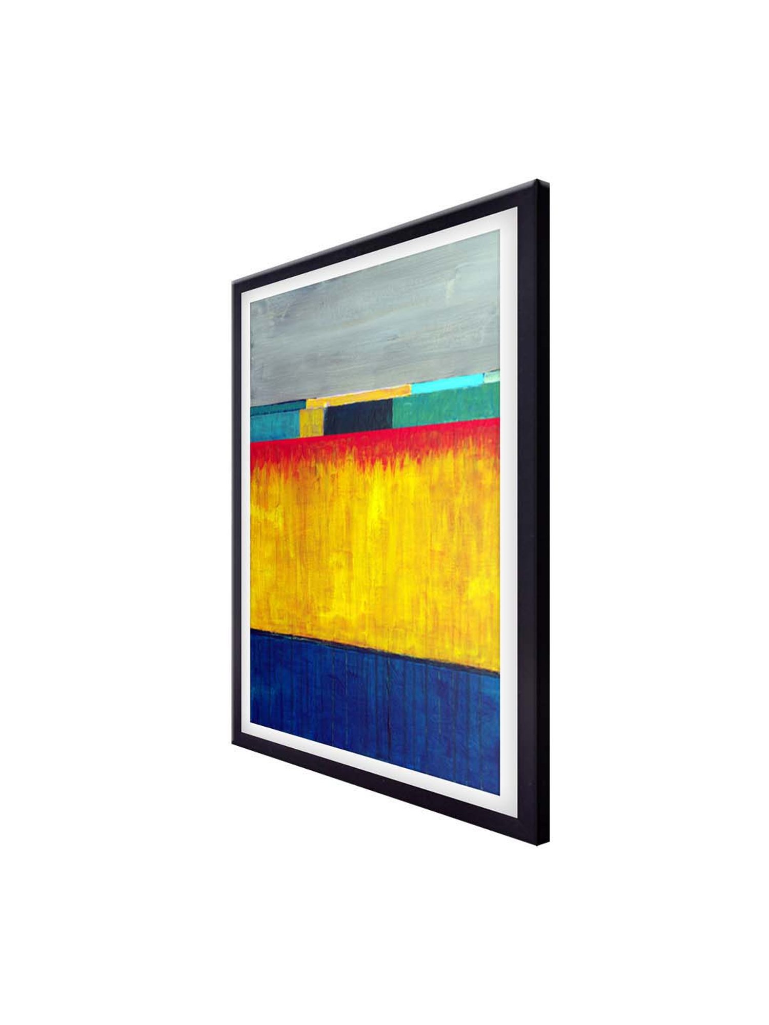 999store Yellow & Blue Abstract Printed Canvas Painting