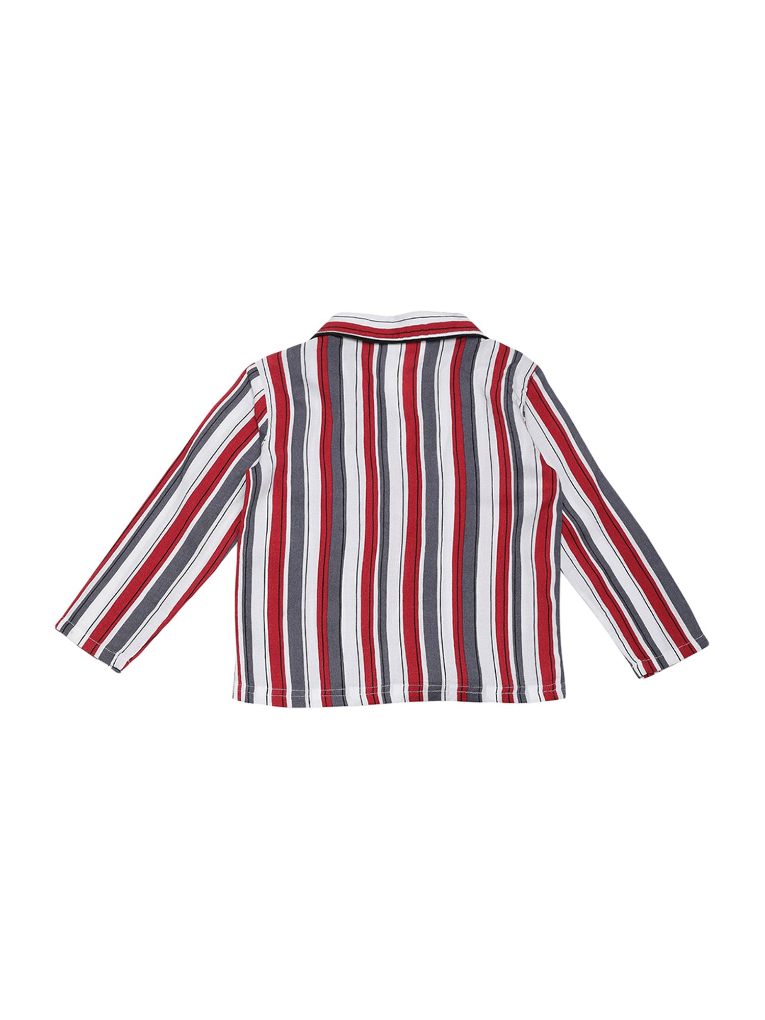 Mystere Paris Kids Maroon & Grey Striped Shirt & Pyjamas