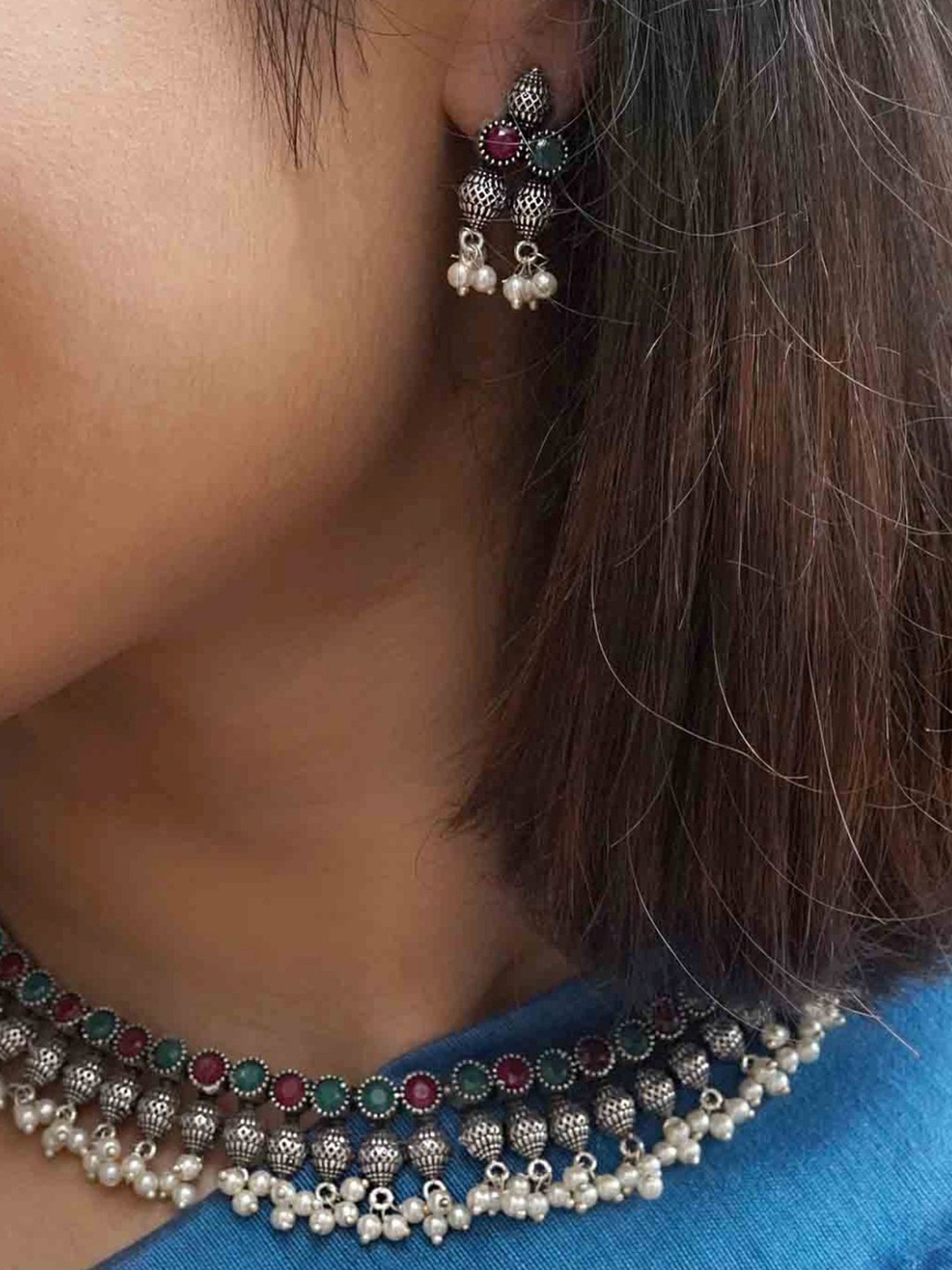 Teejh Ethnic Oni Multi Princess Necklace Set for Women