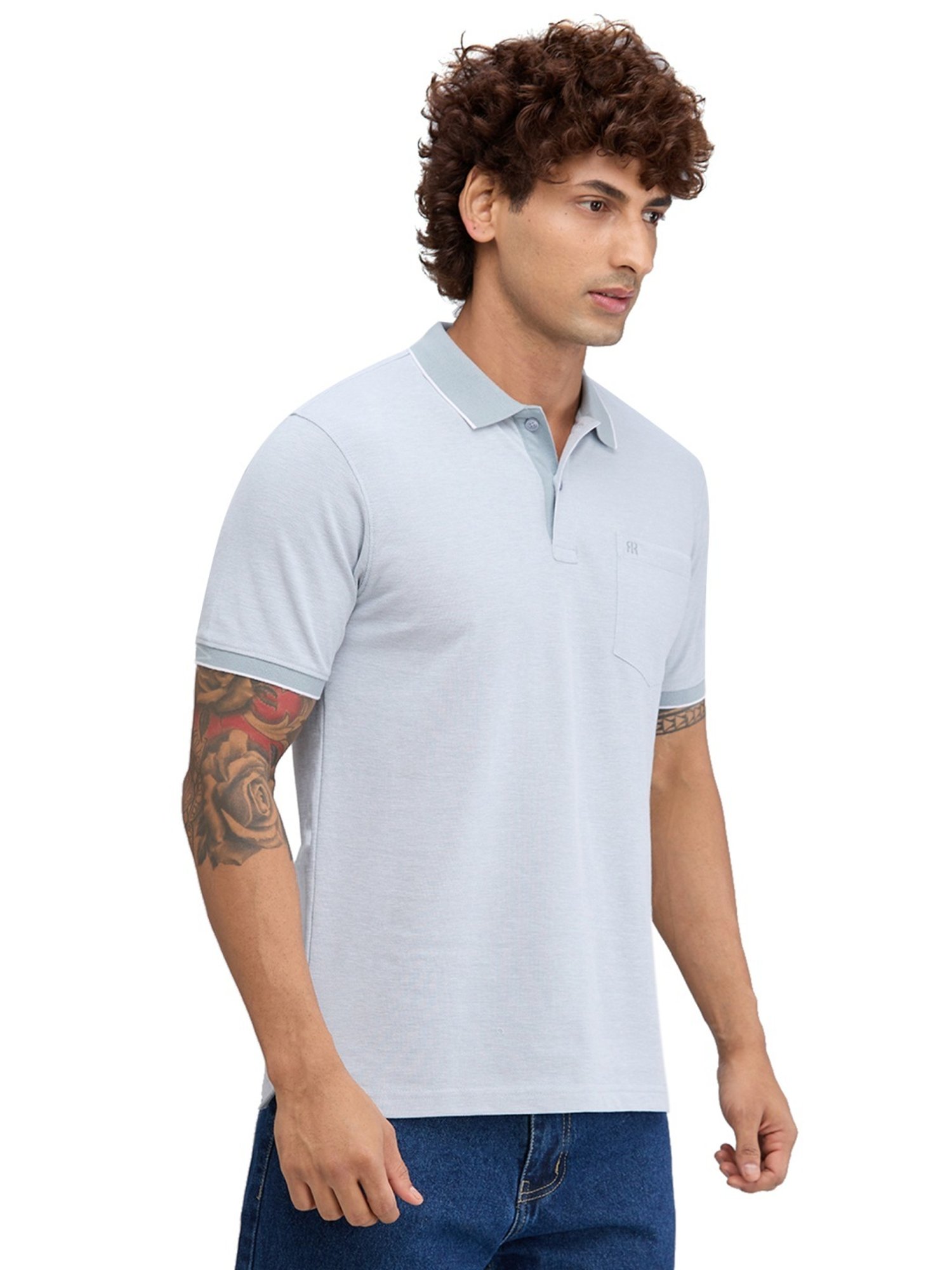Raymond Grey Slim Fit Polo T-Shirt
