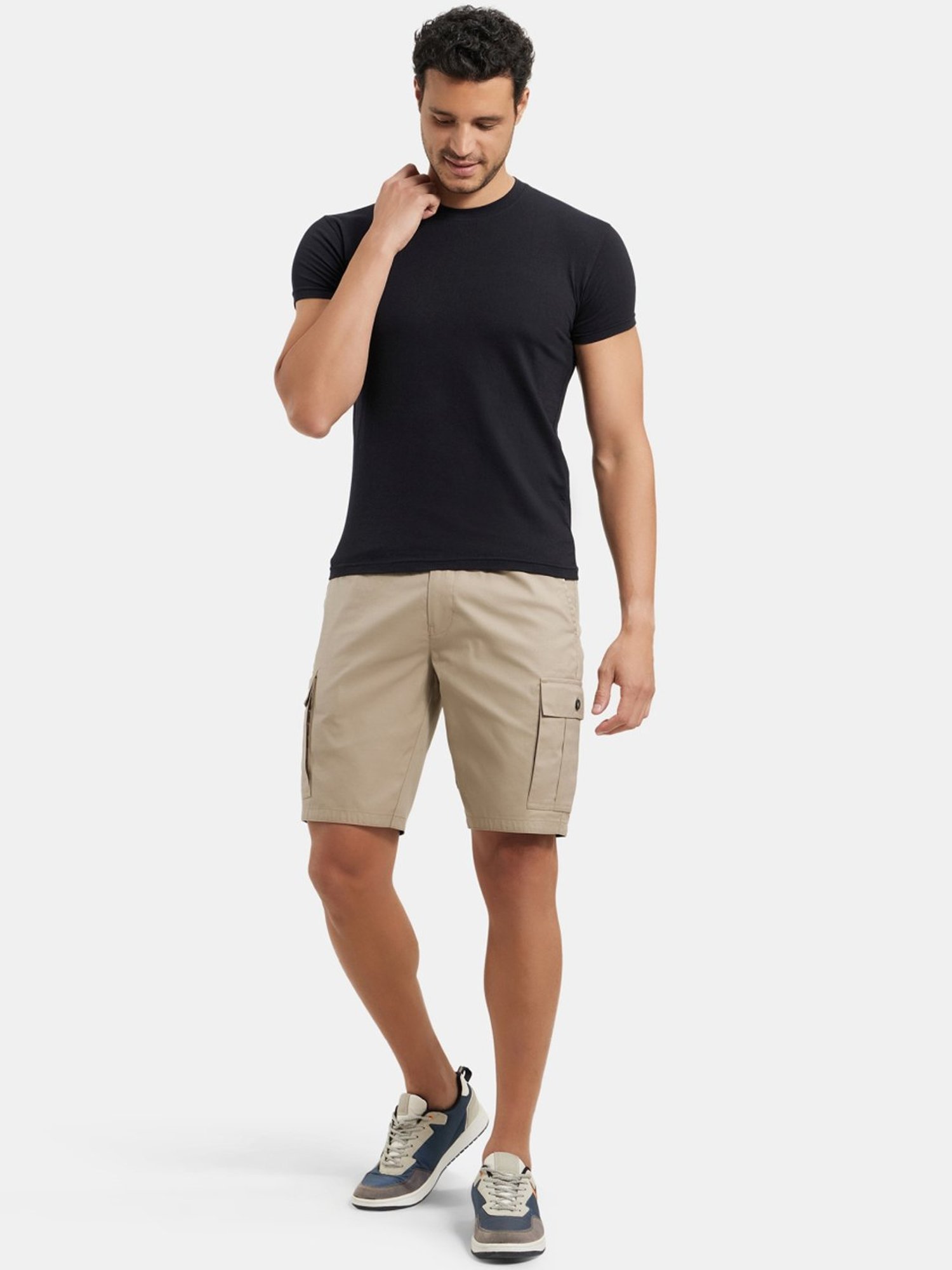 Jockey Khaki Cotton Straight Fit Cargo Shorts
