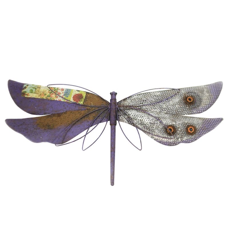 Home & Garden 16.0" Rustic Wall Decor Dragonfly Pur Nuts Bolts Mesh Decoupage Regal Art & Gift  -  Decorative Wall Sculptures