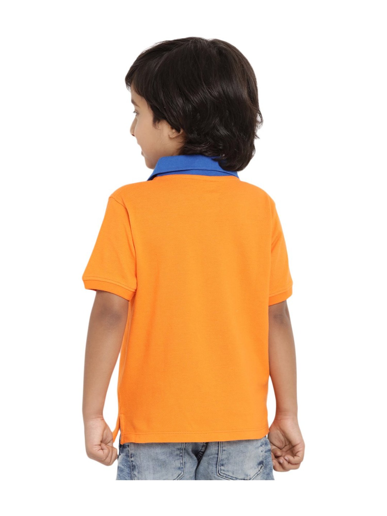 Berrytree Organic Kids Orange Cotton Sister Bear Polo T-Shirt