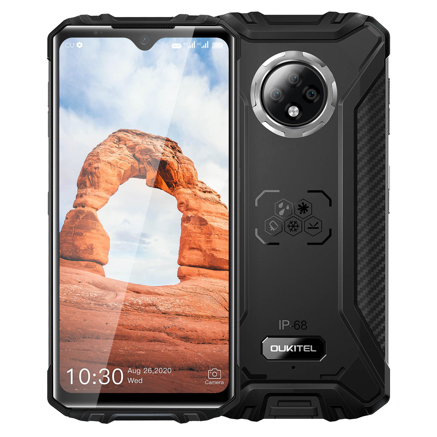 OUKITEL WP8 Pro Rugged Smartphone, 6.49&rdquo; Display, 4GB 64GB Dual SIM IP68 Waterproof Unlocked Cell Phones, 16MP Triple Camera Android 10, 5000mAh Battery Face/Fingerprint ID