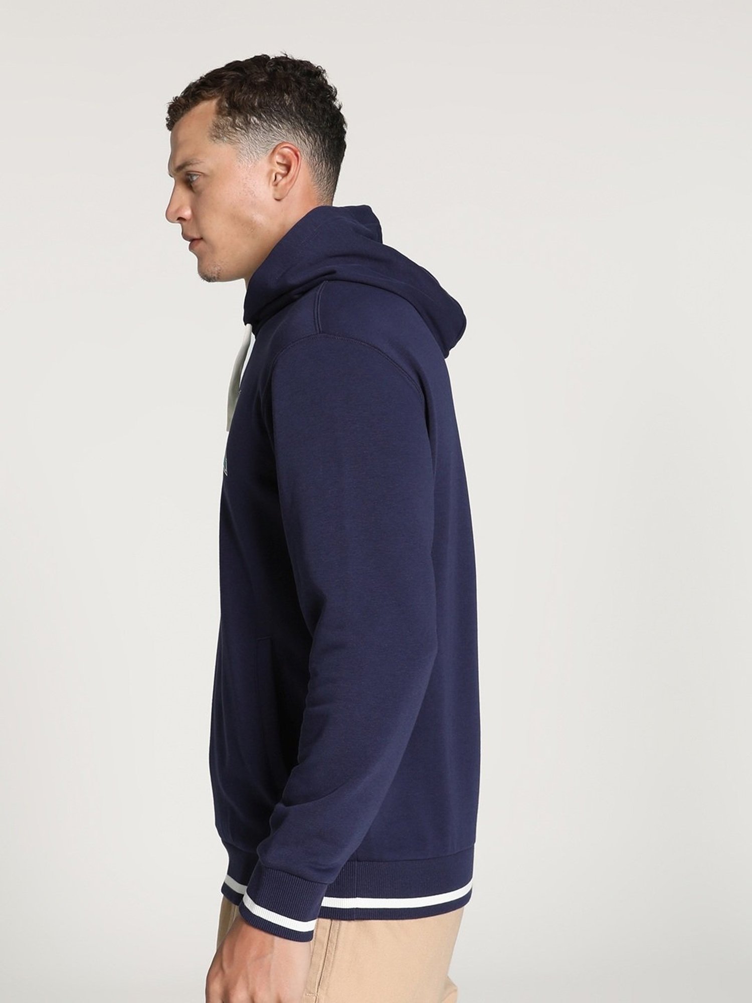 Puma Navy Regular Fit Printed Hooded Sweatshirt
