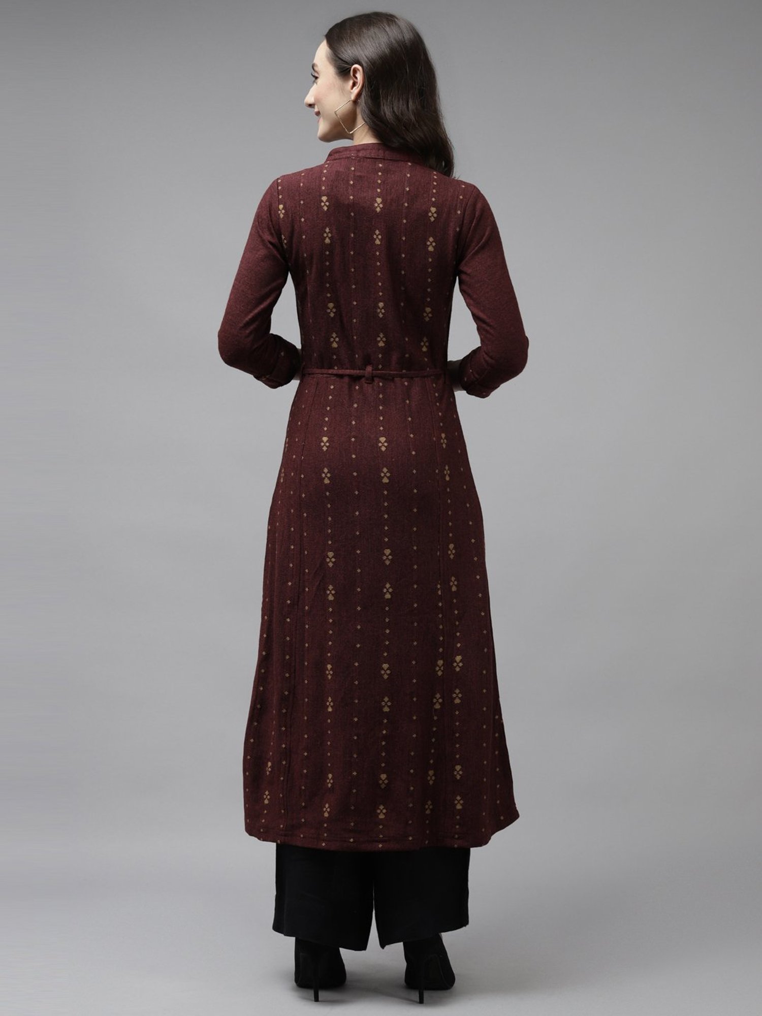 Cayman Maroon Embellished A Line Kurta
