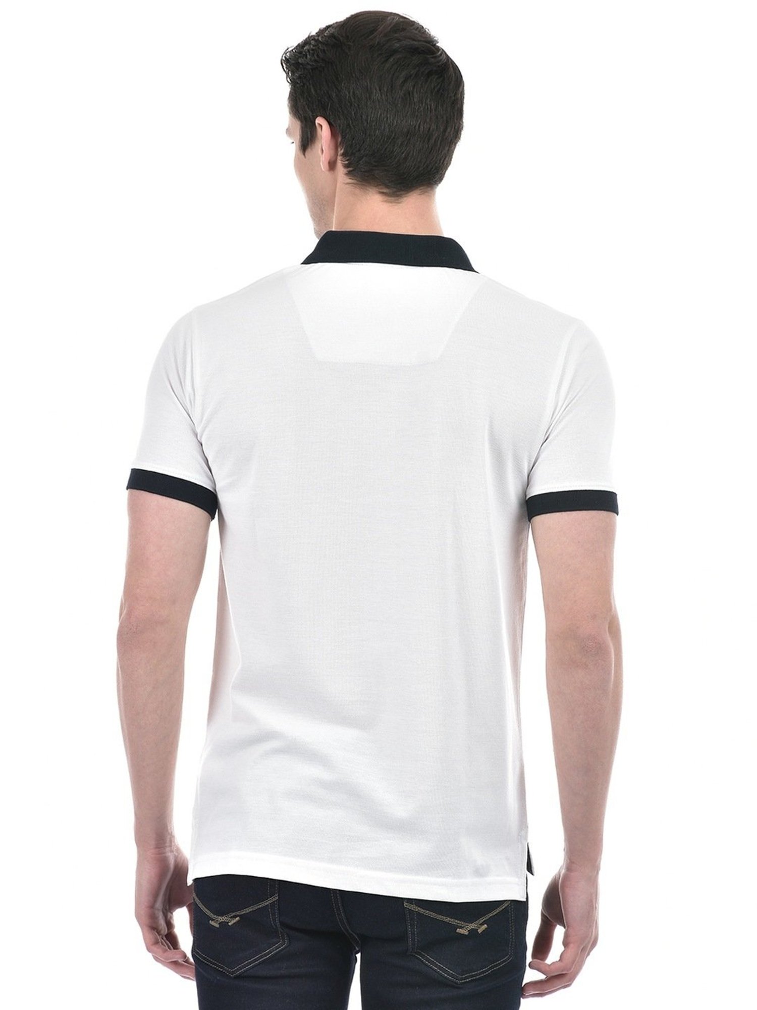 Numero Uno White Cotton Slim Fit Polo T-Shirt