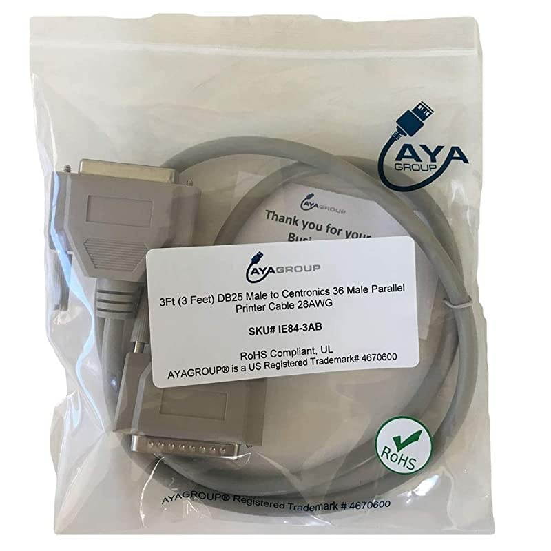 3Ft (3 Feet) DB25 Male to Centronics 36 Male Parallel Printer Cable
