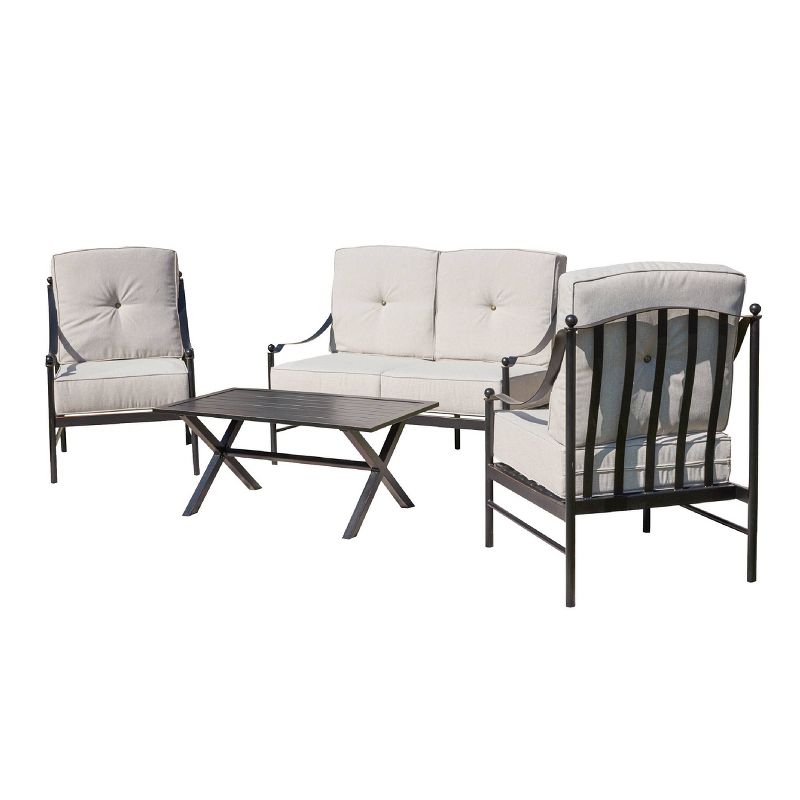 2pc Steel Outdoor Patio Accent Chairs Cream - Lokatse