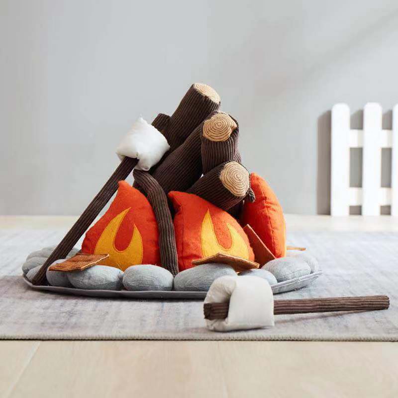 Wonder&Wise Kids Campout Camp Fire and S'mores Super Soft Plush Pillow Child Toy Camping Pretend Imaginative Play Set for Ages 3 and Up, 16 Piece