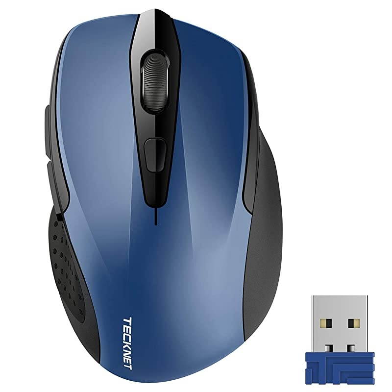 Pro 2.4G Ergonomic Wireless Optical Mouse with USB Nano Receiver for Laptop,PC,Computer,Chromebook,Notebook,6 Buttons,24 Months Battery Life, 2600 DPI, 5 Adjustment Levels