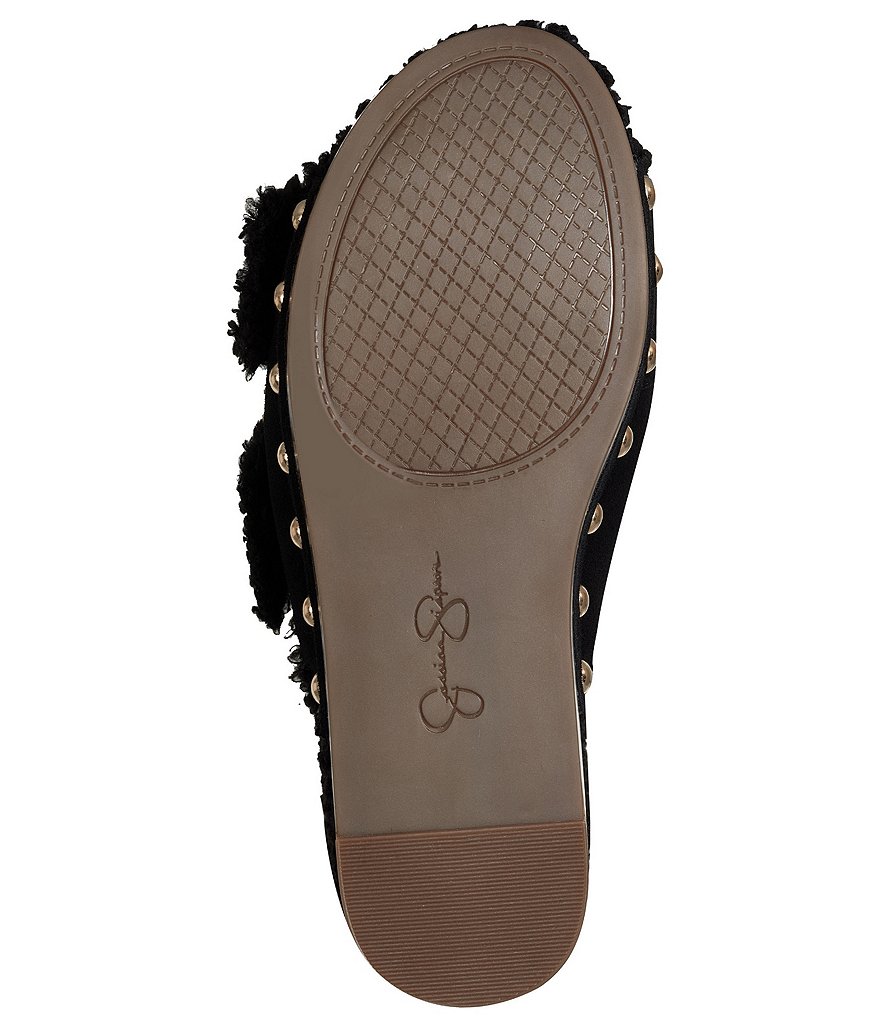 Jessica Simpson Cyriss Suede Faux Shearling Studded Buckle Wedges