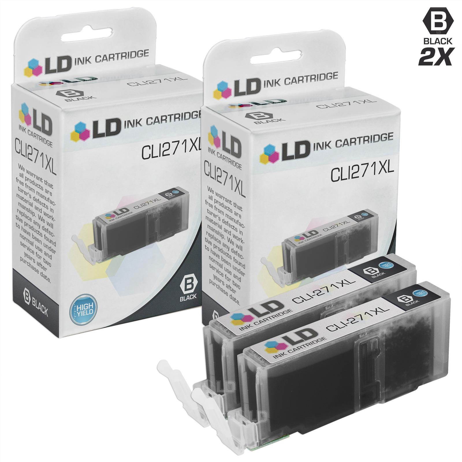 LD Compatible Ink Cartridge Replacement for Canon CLI-271XL 0336C001 High Yield (Black, 2-Pack)