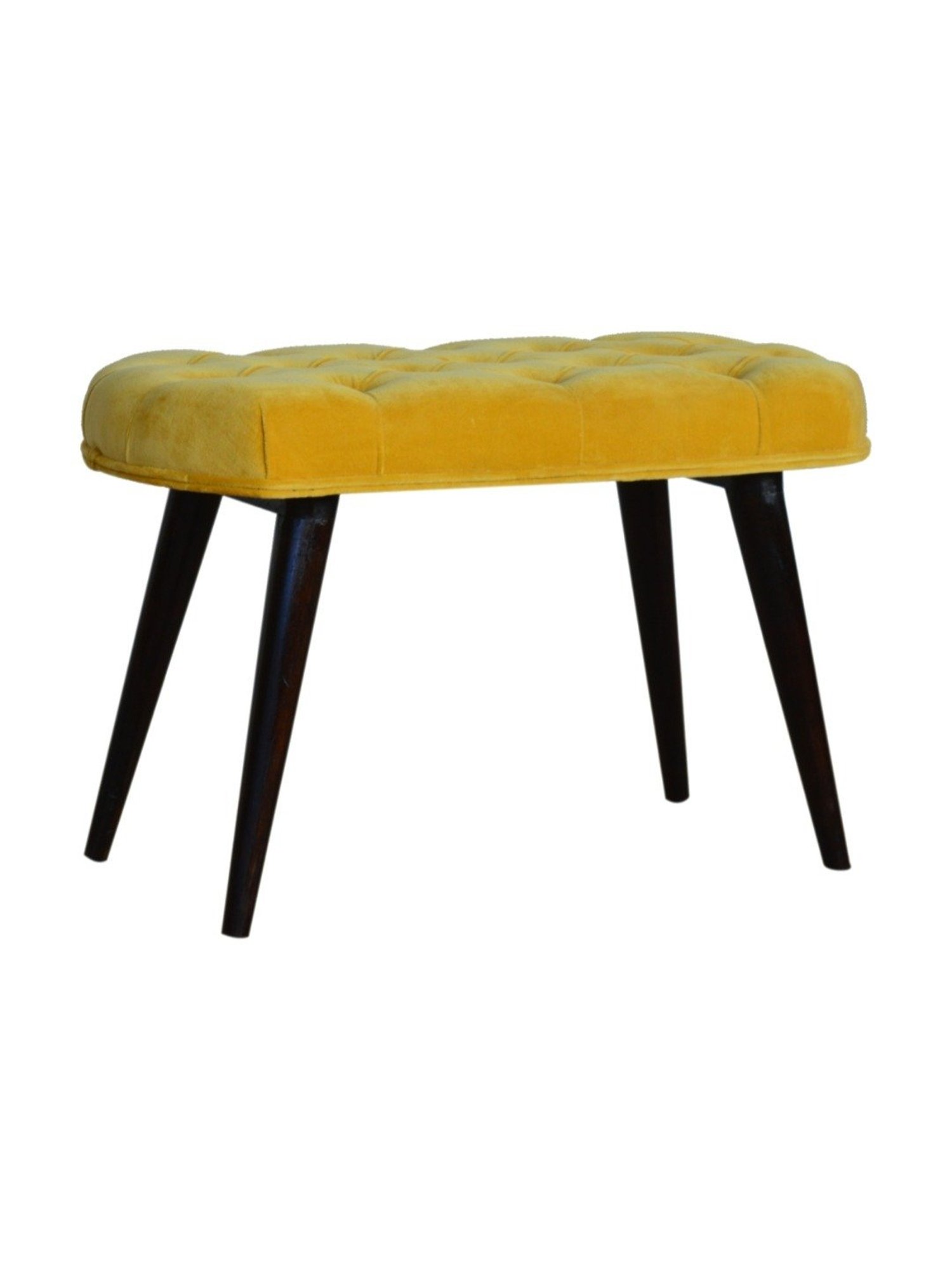 Artisan Furniture Brown Cotton Velvet Deep Button Bench Brown Finish