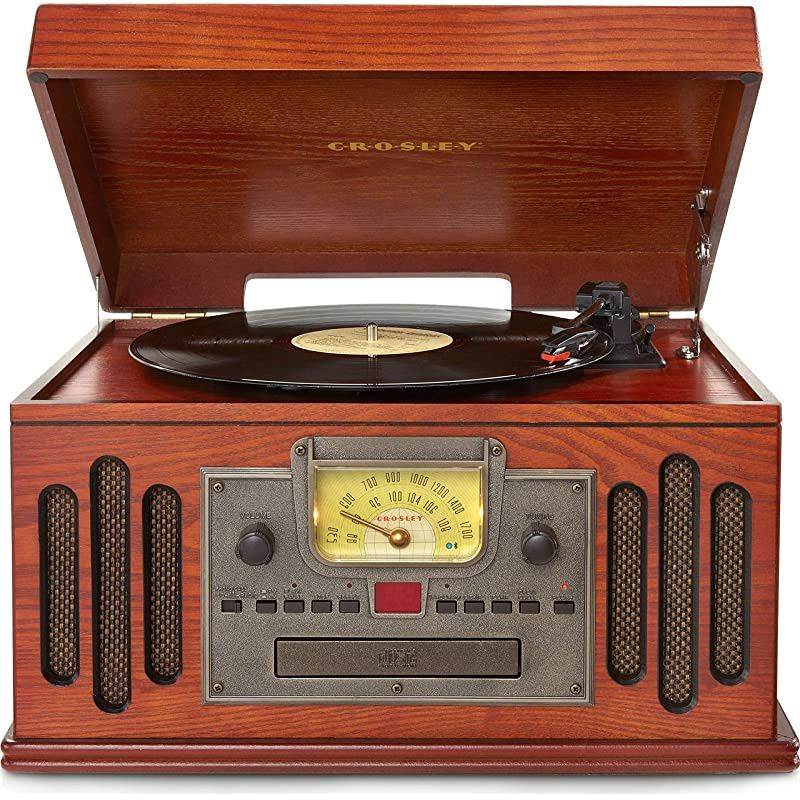 CR704DPA Musician 3Speed Turntable with Radio CdCassette Player Auxin and Bluetooth Paprika