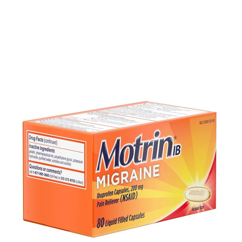 Motrin Ibuprofen Migraine Liquid Filled (NSAID) Caplet - 80ct