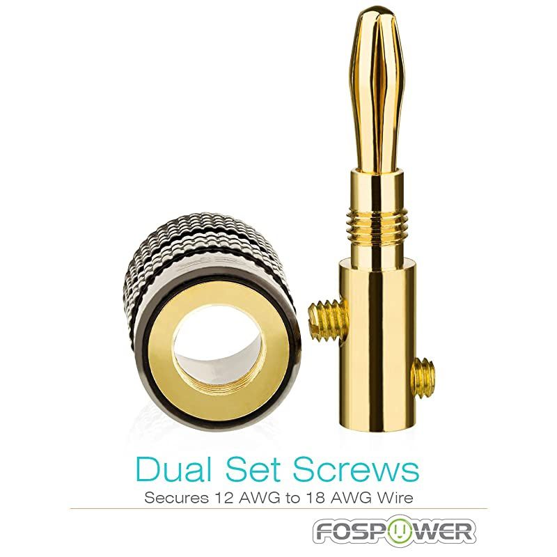 Banana Plugs 6 Pairs 12 pcs Closed Screw 24K Gold Plated Banana Speaker Plug Connectors for Speaker Wire Wall Plate Home Theater AudioVideo Receiver Amplifiers and Sound Systems