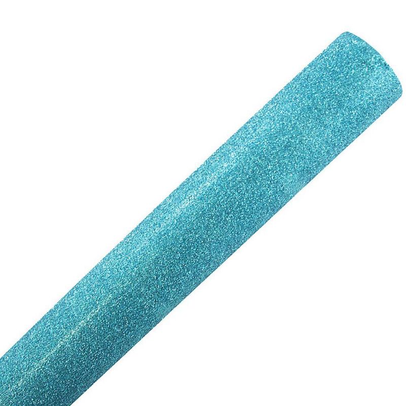 JAM PAPER Aqua Blue Glitter Gift Wrapping Paper Roll - 1 pack of 25 Sq. Ft.