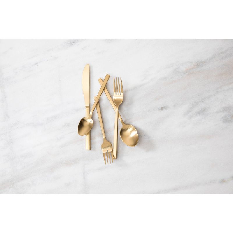 5pc Stainless Steel Arezzo Silverware Set Gold - Fortessa Tableware Solutions