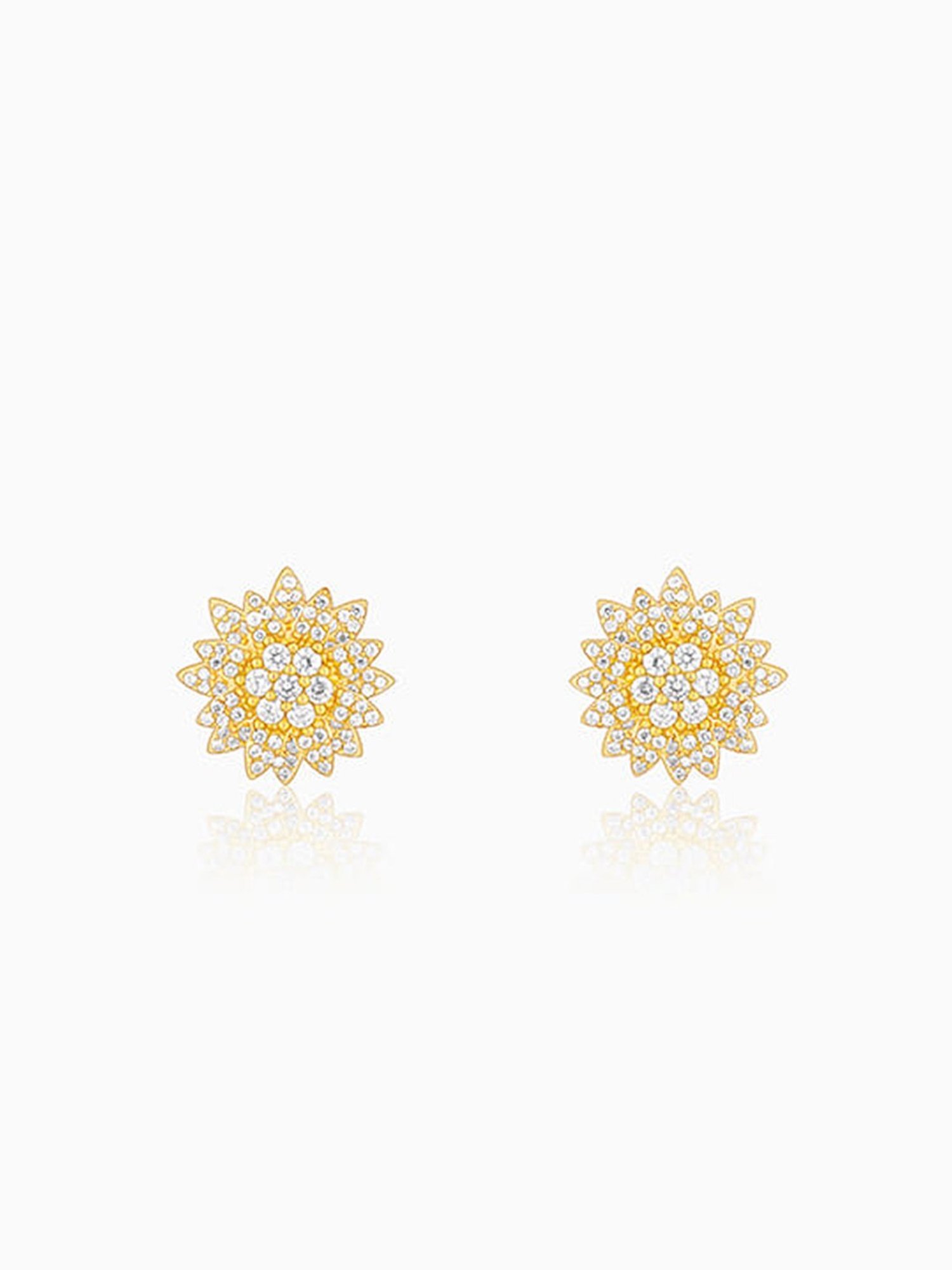 GIVA 925 Silver Golden Petals Studs for Women & Girls
