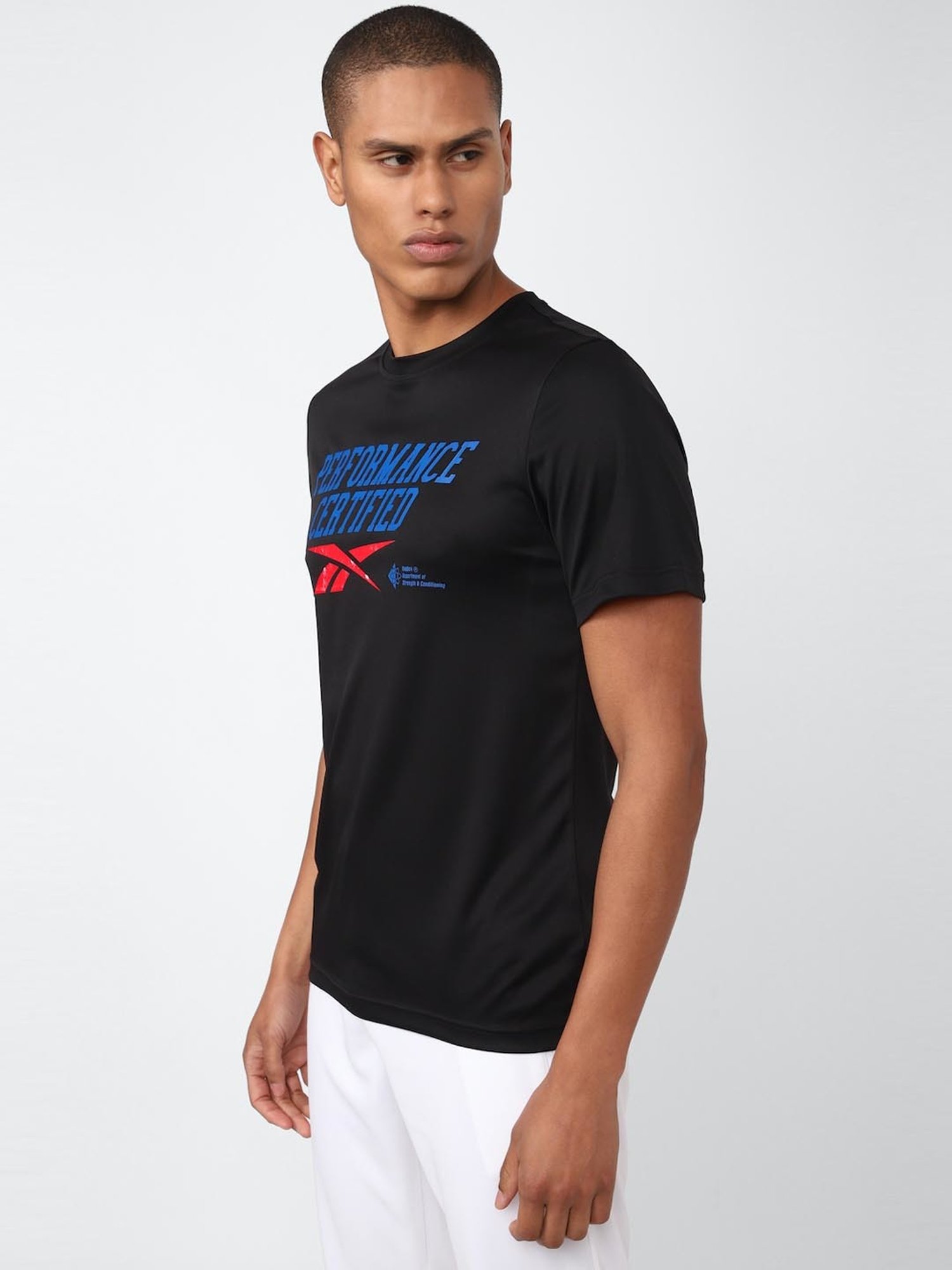 Reebok Black Regular Fit Printed T-Shirt