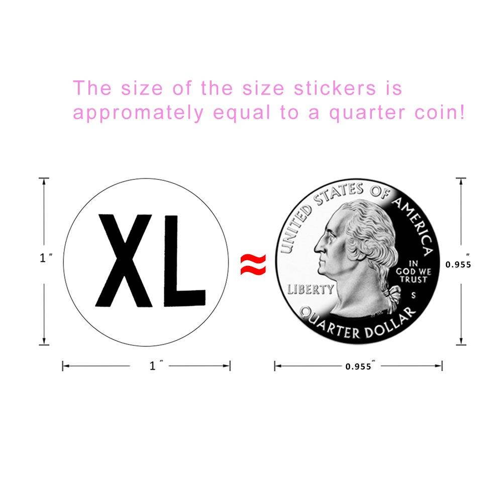 Hcode 1 Inch White Round Retail Clothing Size Label Adhesive Apparel Size Stickers A Set of 6 Rolls S M L XL XXL XXXL Total 3000 Pieces