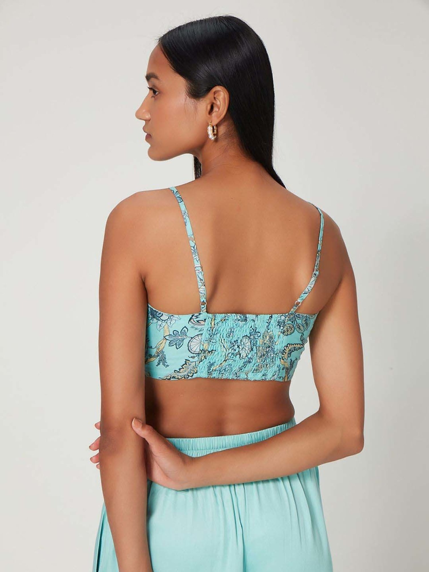 Ancestry Sky Blue Floral Print Crop Top