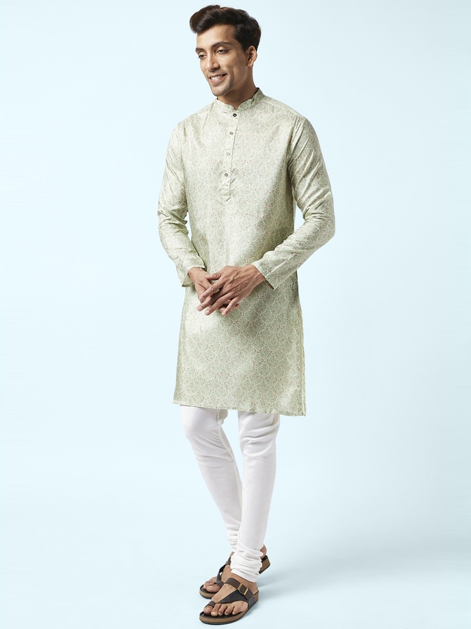 Indus Route by Pantaloons Green Regular Fit Printed Kurta