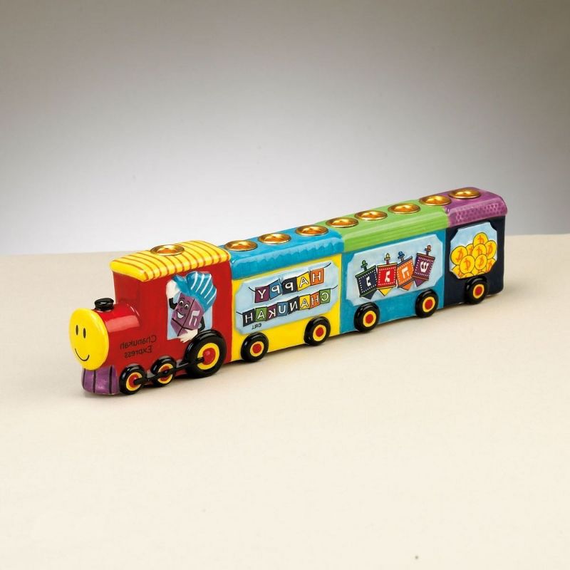 Rite Lite 11.5" Hand Painted Chanukah Express Menorah - Red/Yellow