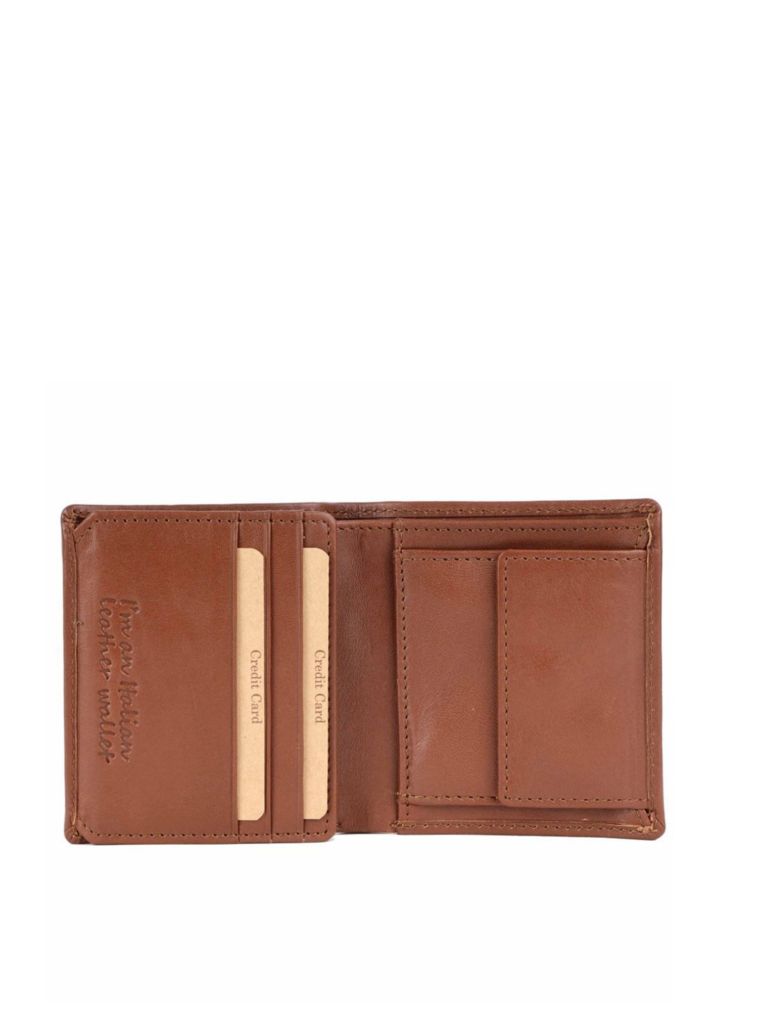 KOMPANERO Alexander Cognac Leather Textured Bi-Fold Wallet