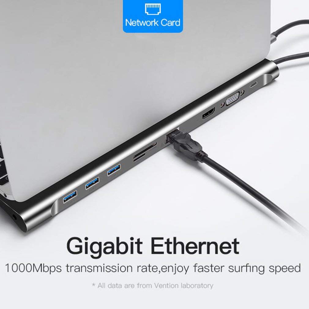 10 in 1 USB C HUB  10-in-1 USB-C Docking with 4K HDMI  1000M LAN  SD/TF PD VGA  USB3.0 x 3 Audio HUB,  Notebook Bracket, Laptop Stand Station, Your Efficient Office Toolkit for Type-C Connection.