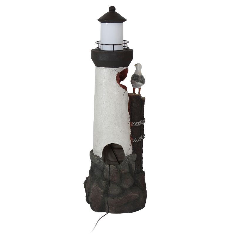 Sunnydaze 36"H Electric Polyresin Gull's Cove Lighthouse Outdoor Water Fountain with LED Light