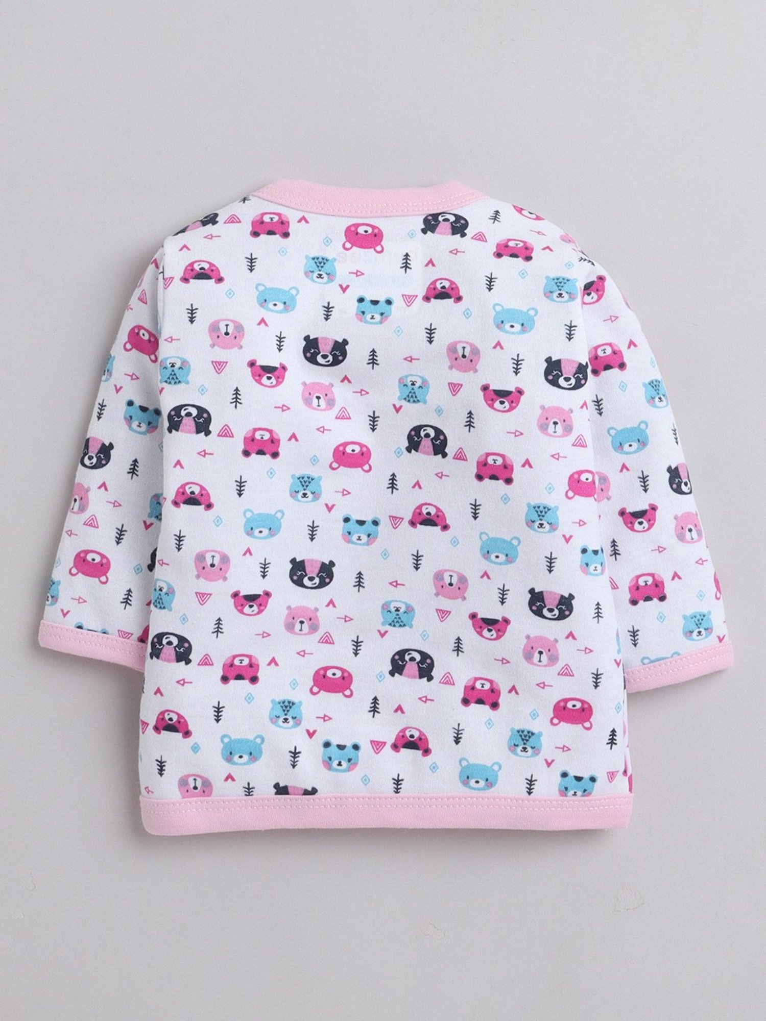 Bumzee Kids Pink & White Printed Full Sleeves Jhablas (Pack Of 3)